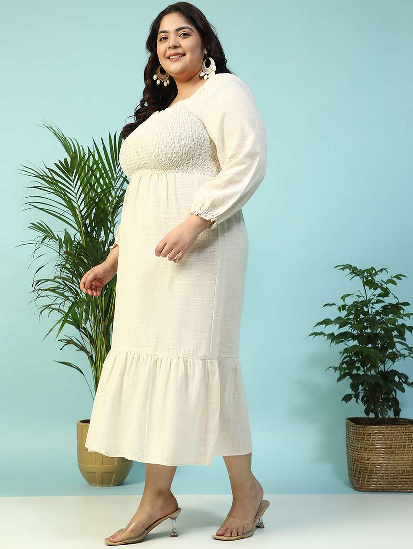 women plus size solid long sleeve tiered dress - 21940228 -  Standard Image - 3