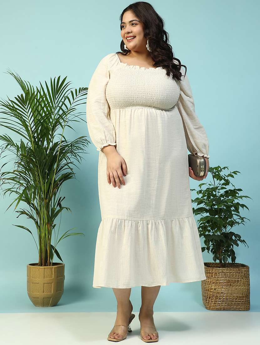 women plus size solid long sleeve tiered dress - 21940228 -  Standard Image - 5