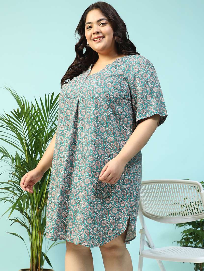 women plus size printed short sleeve a-line dress - 21940232 -  Standard Image - 3