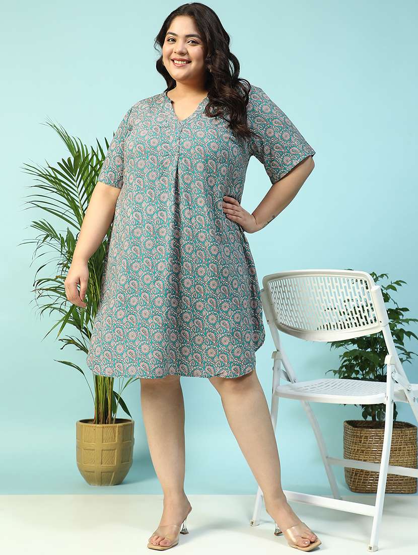 women plus size printed short sleeve a-line dress - 21940232 -  Standard Image - 5