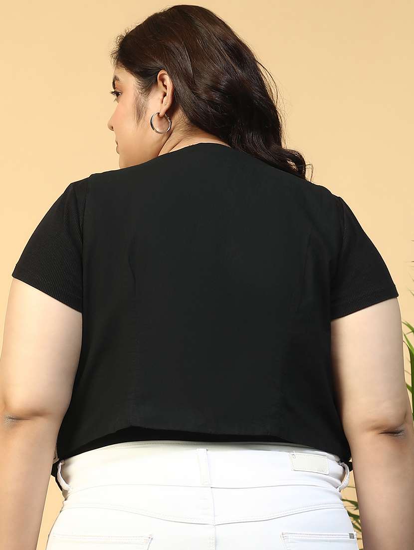 women plus size embroidered sleeveless crop shrug - 21940233 -  Standard Image - 3