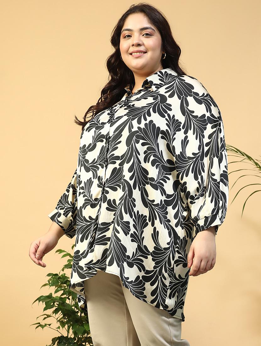 women plus size collared printed long sleeve shirt - 21940238 - Standard Image - 5