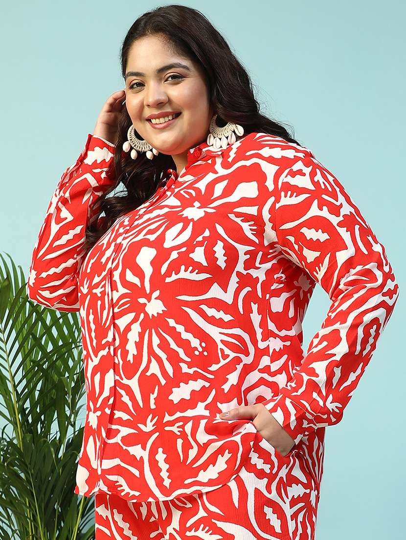 women plus size collared printed long sleeve shirt - 21940241 -  Standard Image - 5