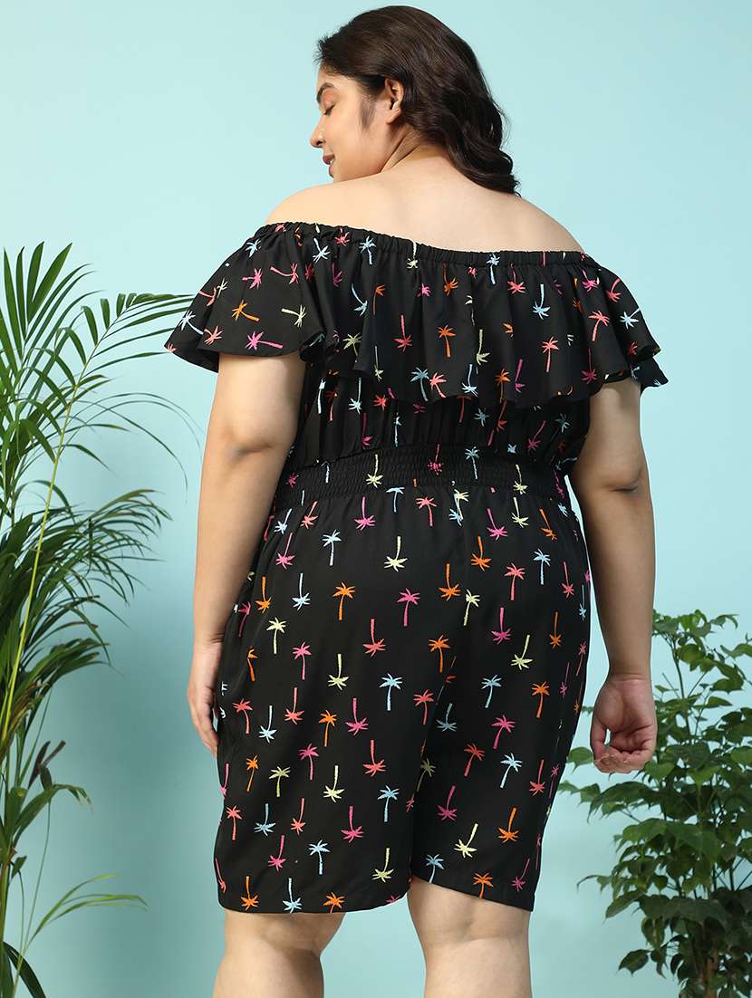 women plus size printed off shoulder romper  - 21940253 -  Standard Image - 3