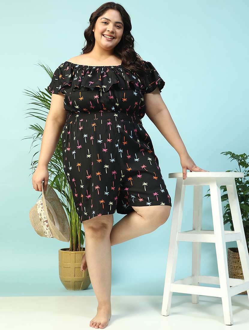 women plus size printed off shoulder romper  - 21940253 -  Standard Image - 5