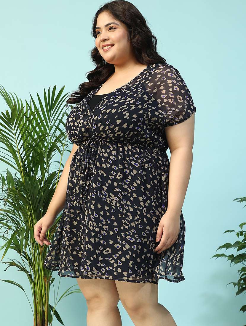 women plus size animal print long sleeve shirt dress - 21940258 -  Standard Image - 3