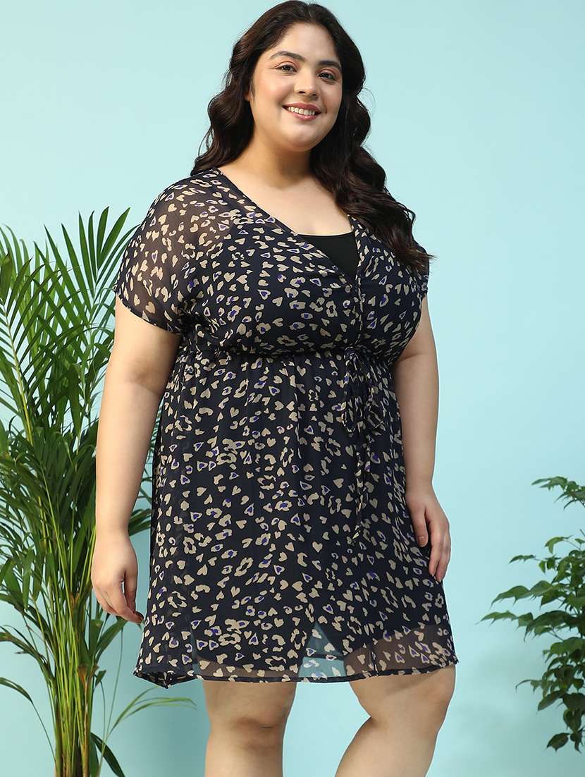 women plus size animal print long sleeve shirt dress - 21940258 -  Standard Image - 5