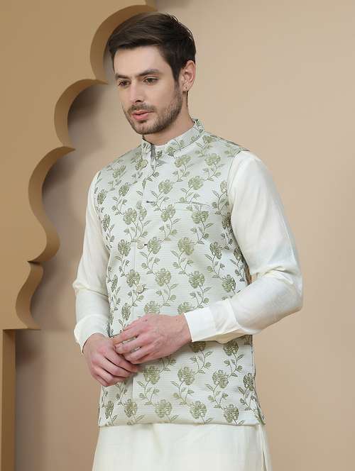 men mandarin neck regular fit nehru jacket - 21940272 -  Standard Image - 0