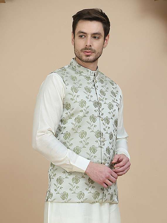 men mandarin neck regular fit nehru jacket - 21940272 -  Standard Image - 3