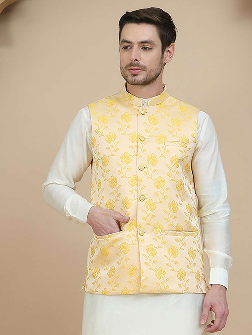 men mandarin neck regular fit nehru jacket - 21940273 -  Zoom Image - 0