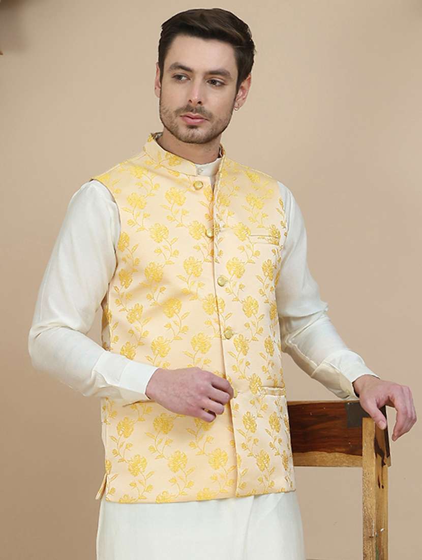 men mandarin neck regular fit nehru jacket - 21940273 -  Standard Image - 3