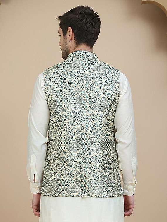 men mandarin neck regular fit nehru jacket - 21940274 -  Standard Image - 5