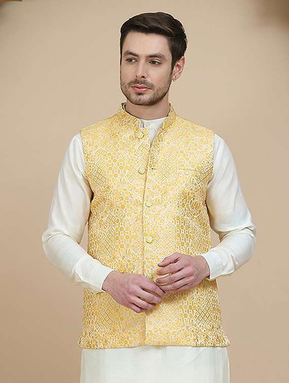 men mandarin neck regular fit nehru jacket - 21940277 -  Standard Image - 3