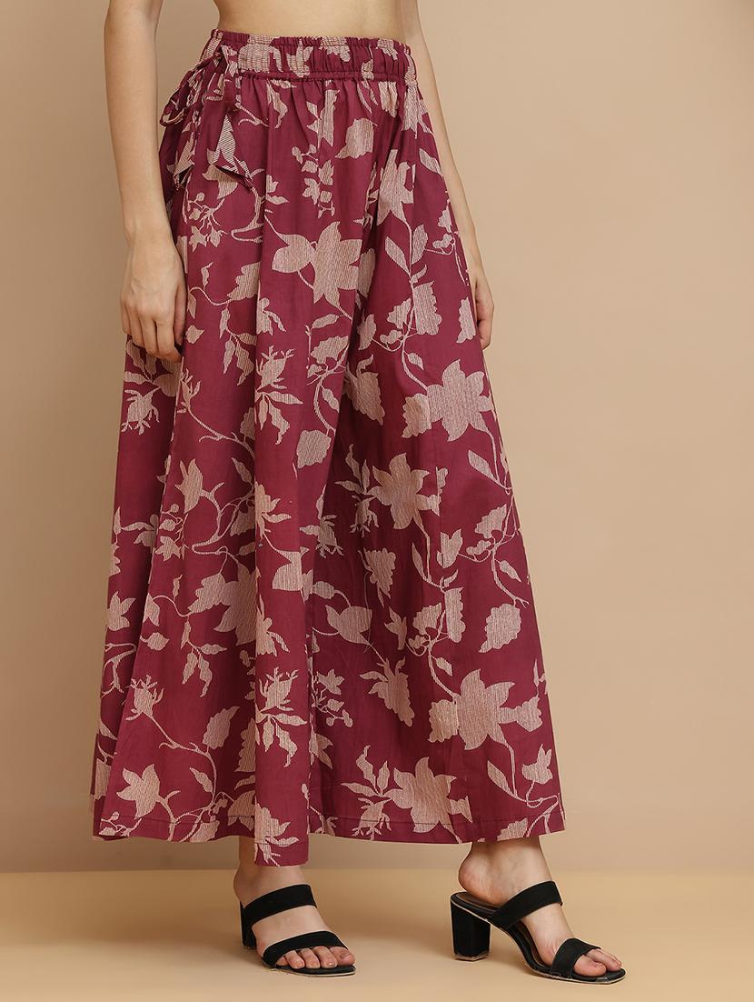 women printed mid rise flared palazzo - 21940413 - Standard Image - 3
