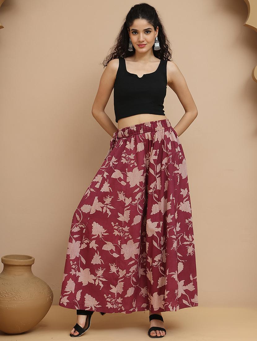 women printed mid rise flared palazzo - 21940413 - Standard Image - 5