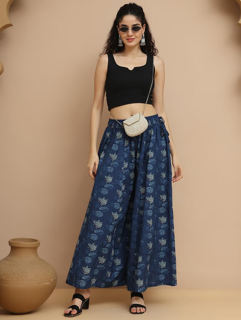 women printed mid rise flared palazzo - 21940414 - Standard Image - 5
