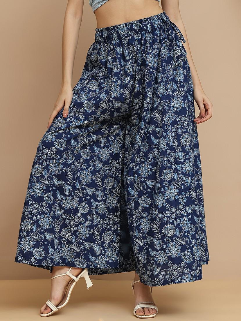 women printed mid rise flared palazzo - 21940416 - Standard Image - 3