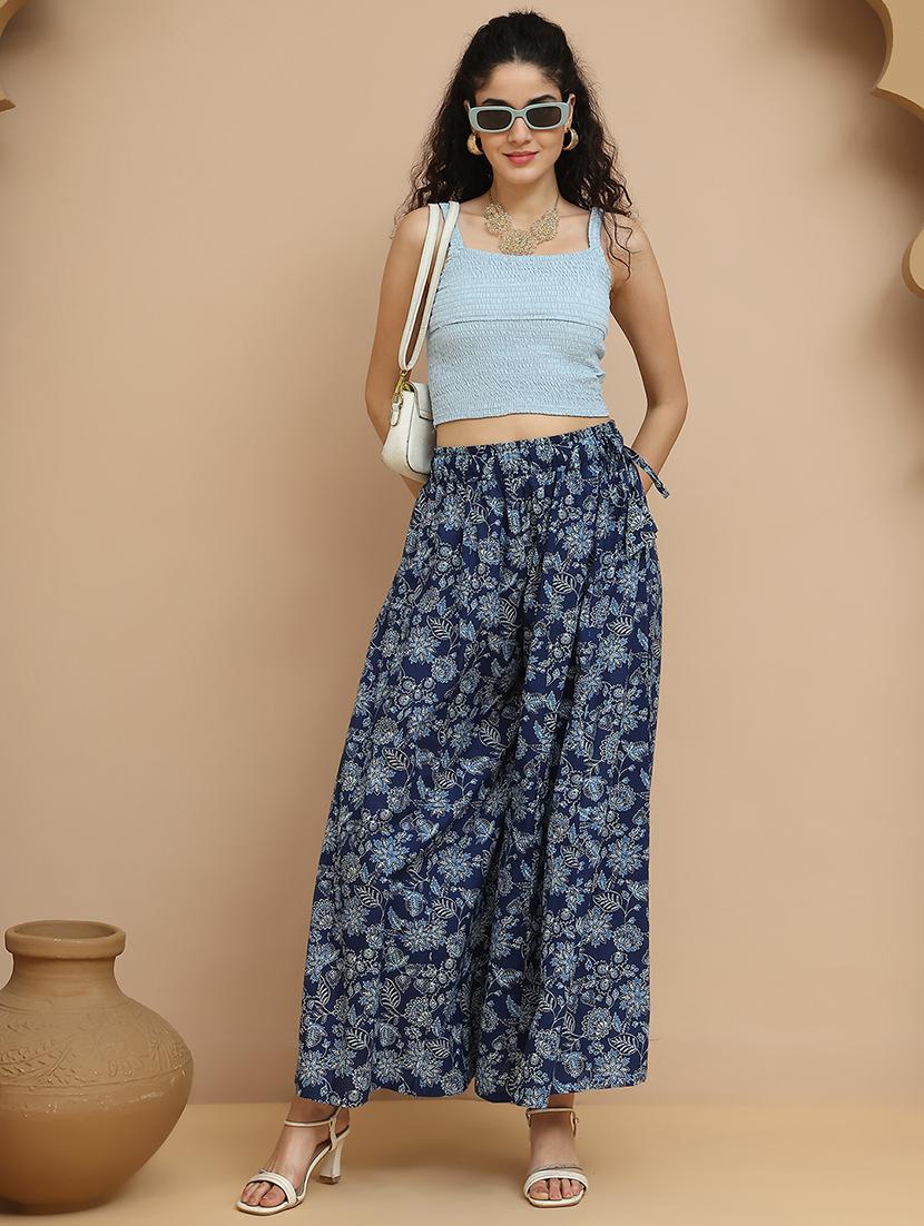 women printed mid rise flared palazzo - 21940416 - Standard Image - 5