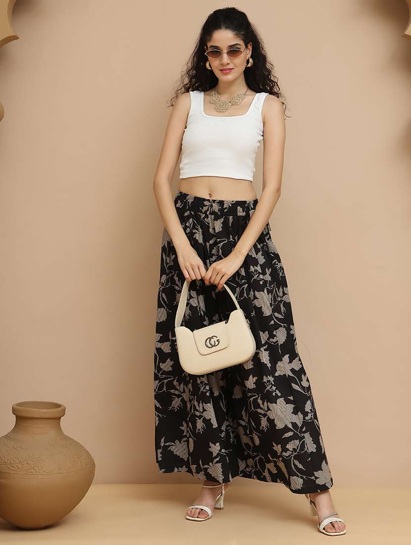 women floral printed mid rise flared palazzo - 21940417 -  Standard Image - 5