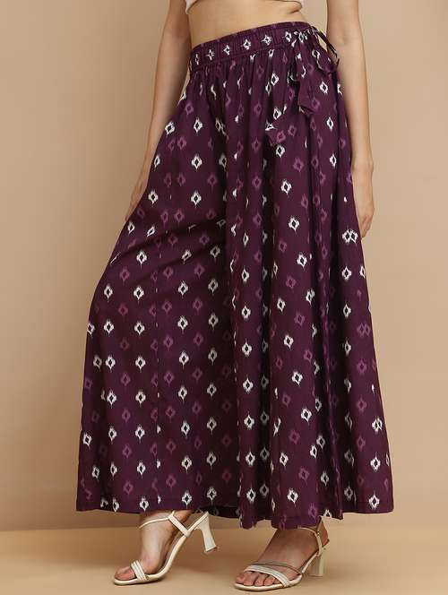 women printed mid rise flared palazzo - 21940418 - Standard Image - 0