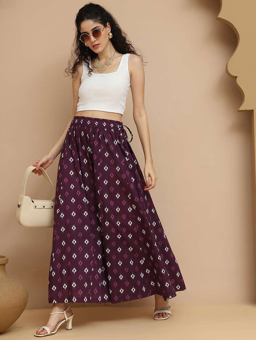 women printed mid rise flared palazzo - 21940418 - Standard Image - 5