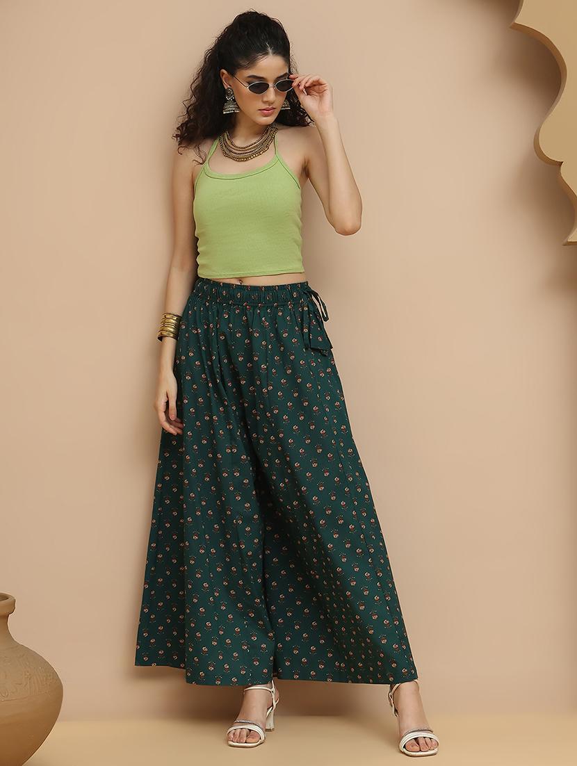 women printed mid rise flared palazzo - 21940419 - Standard Image - 5