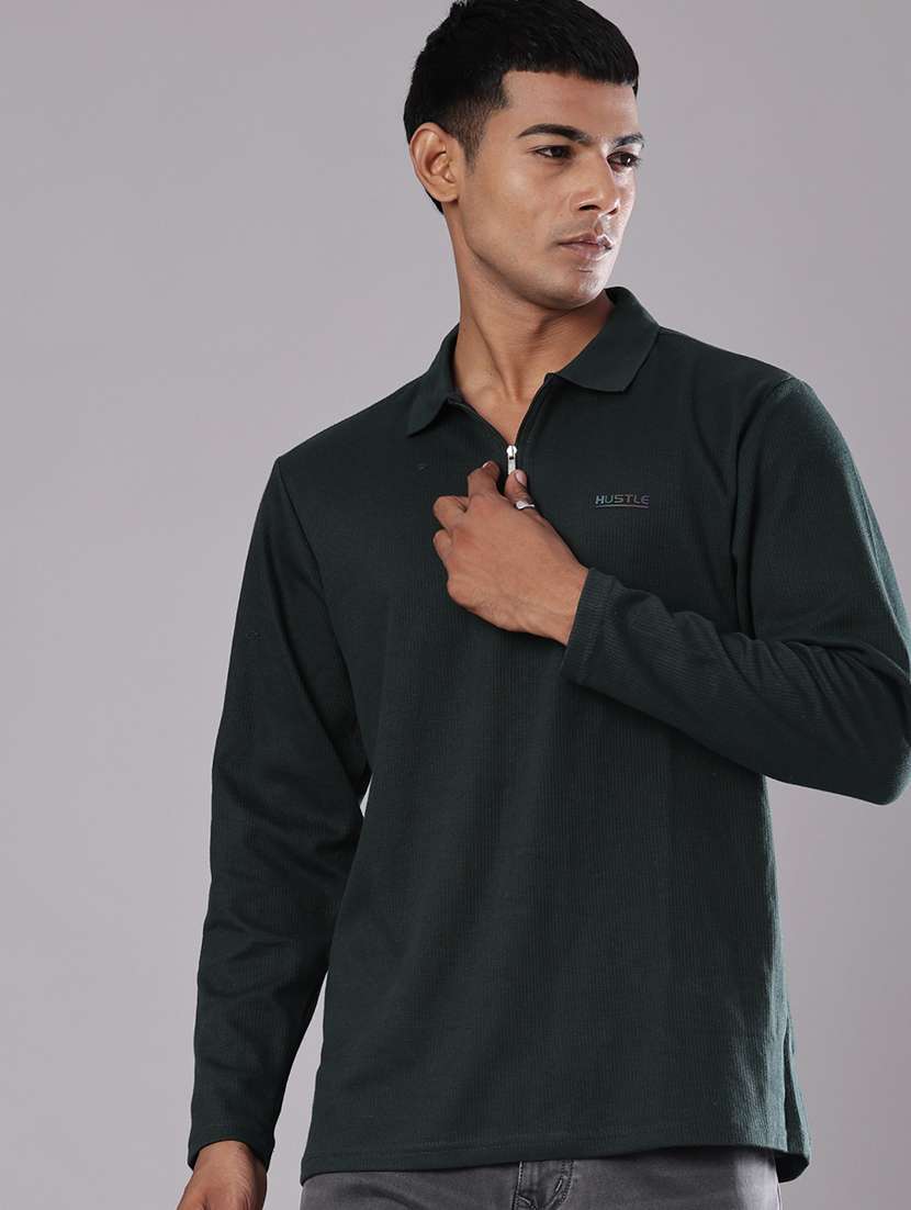 men self design long sleeve regular fit t-shirt