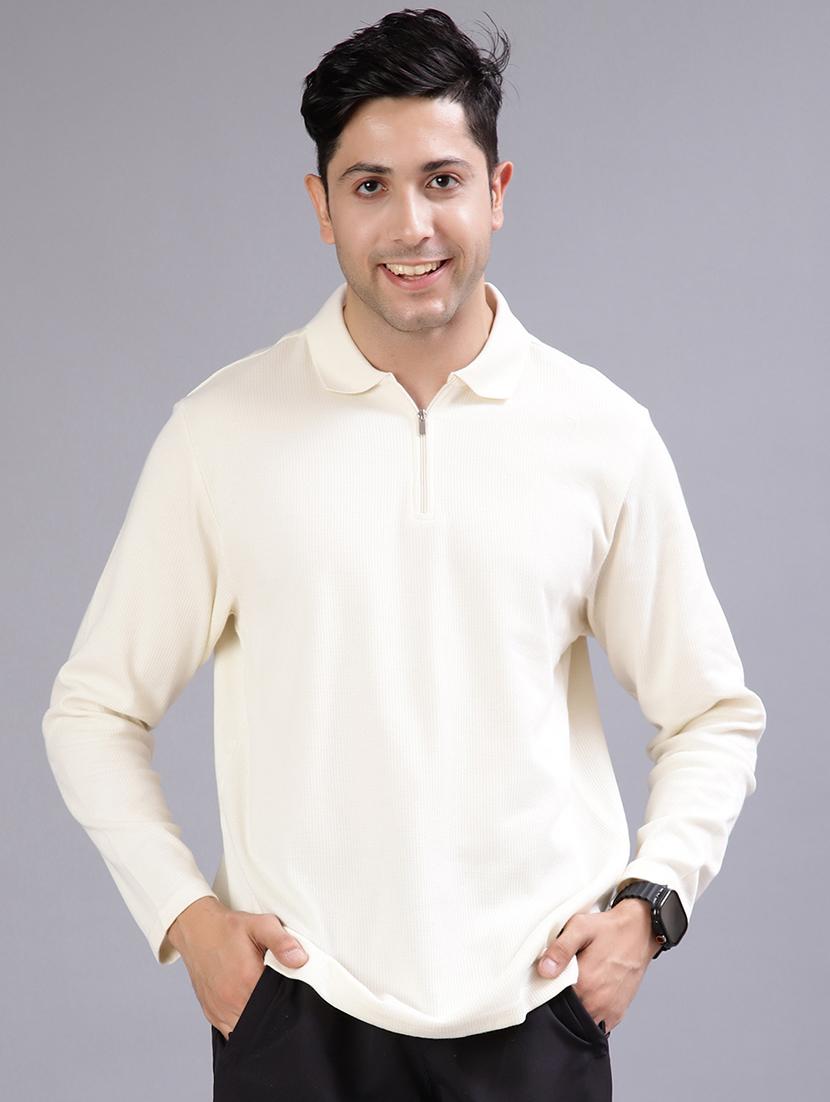men solid long sleeve regular fit polo t-shirt