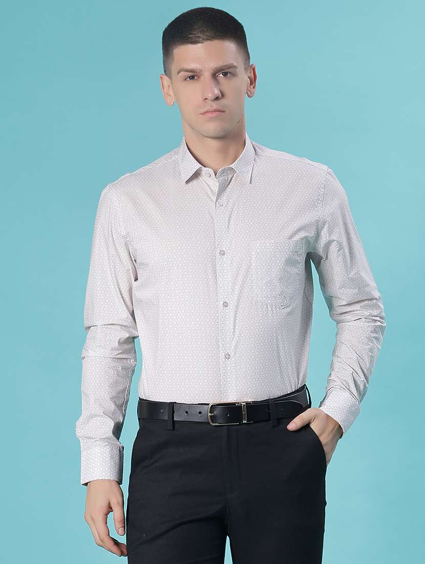 men printed collared long sleeve shirt
