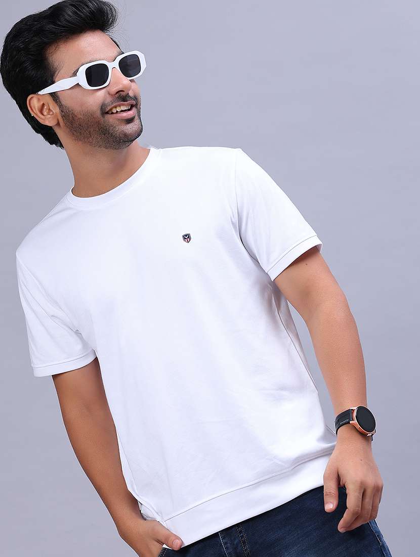 men solid short sleeve regular fit t-shirt - 21940524 - Zoom Image - 0