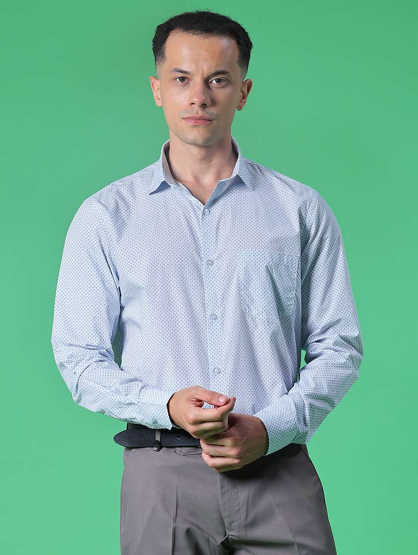 men solid collared long sleeve shirt