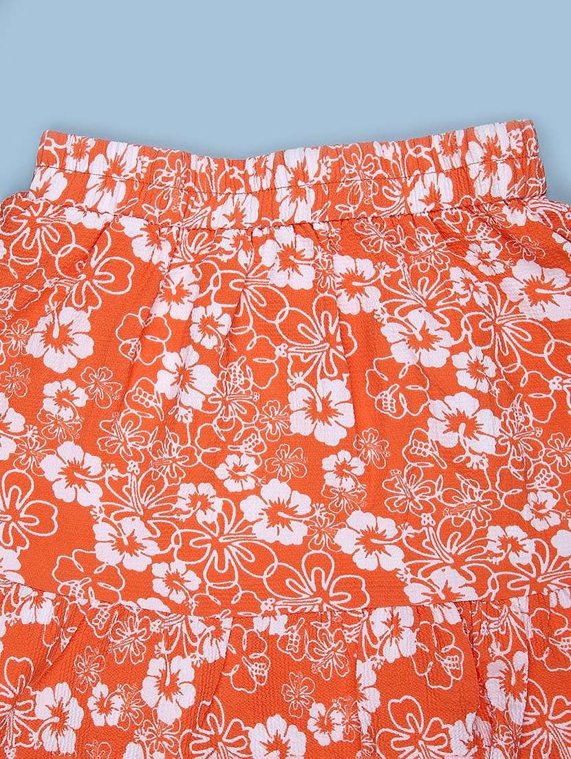 girls floral printed mid rise ruffle skirt - 21940592 -  Standard Image - 3