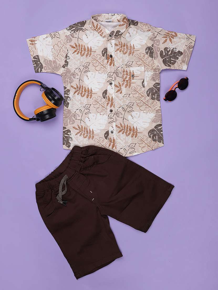 boys printed shirt and shorts set