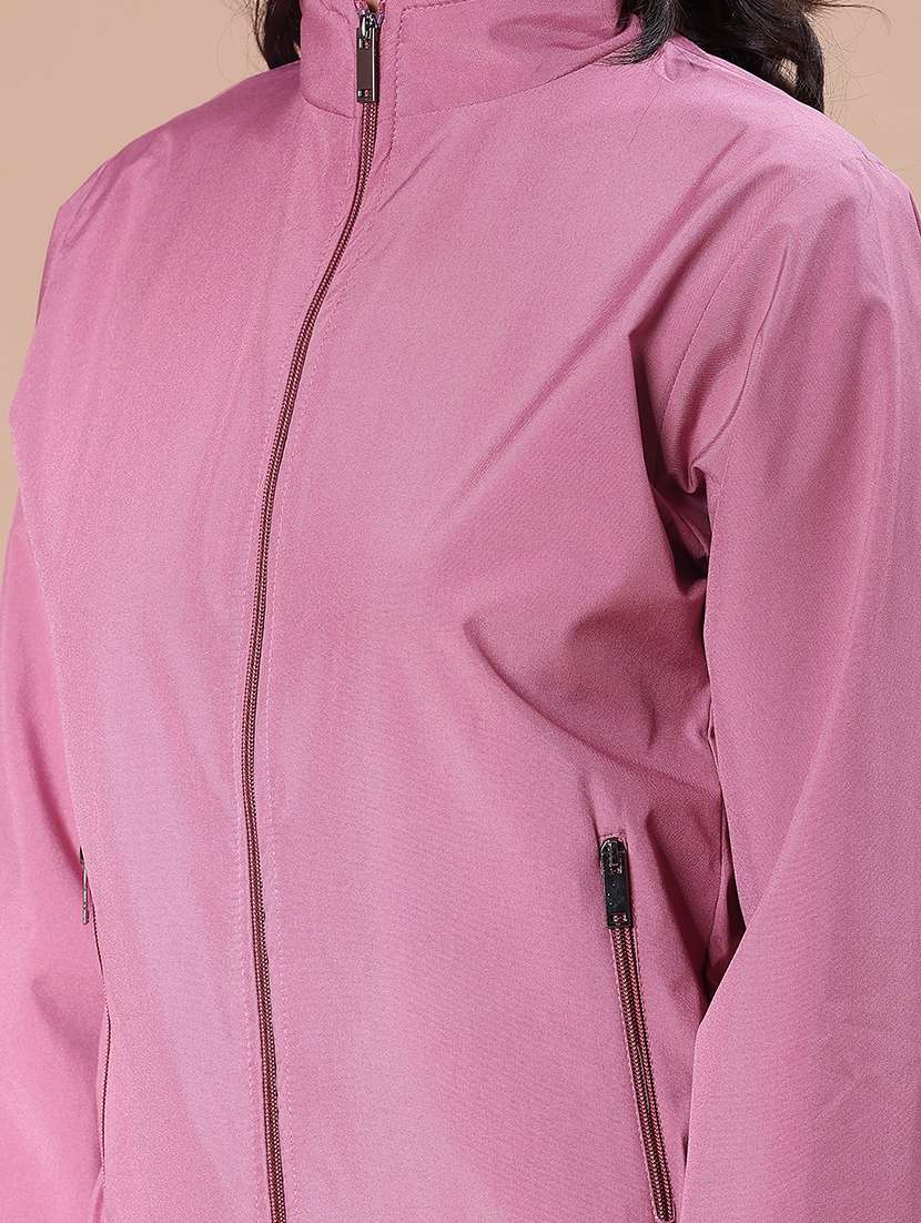 women solid long sleeve windcheater jacket - 21940619 - Standard Image - 3