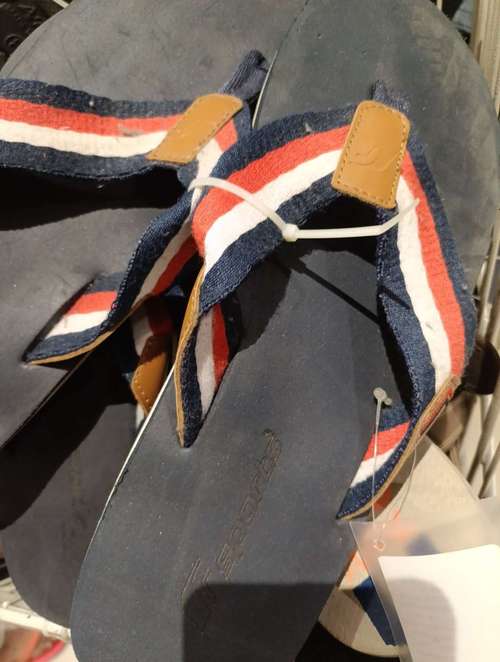 navy blue pu (polyurethane) flip flops - 21940655 - Standard Image - 0