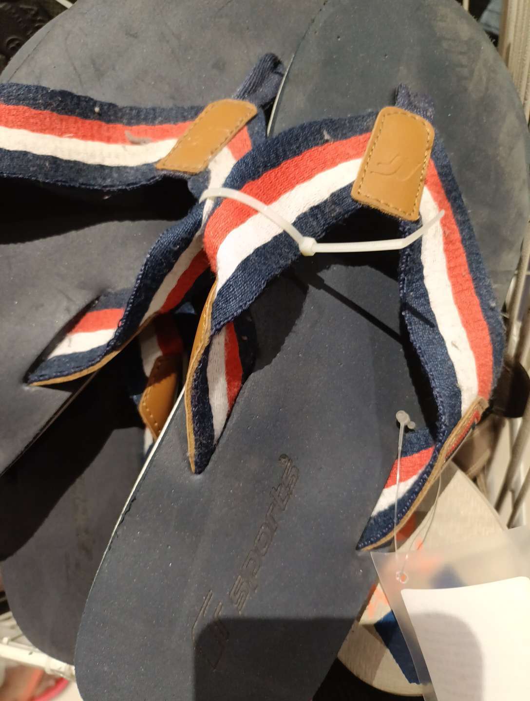 navy blue pu (polyurethane) flip flops - 21940655 - Zoom Image - 0