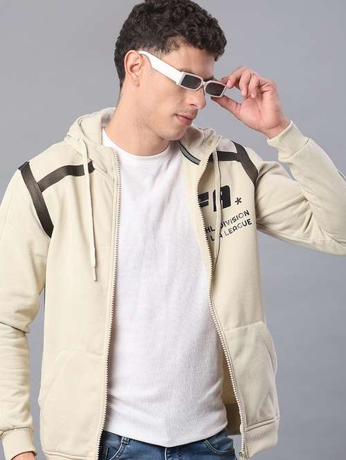 men printed long sleeve hooded sweatshirt - 21940658 -  Standard Image - 0