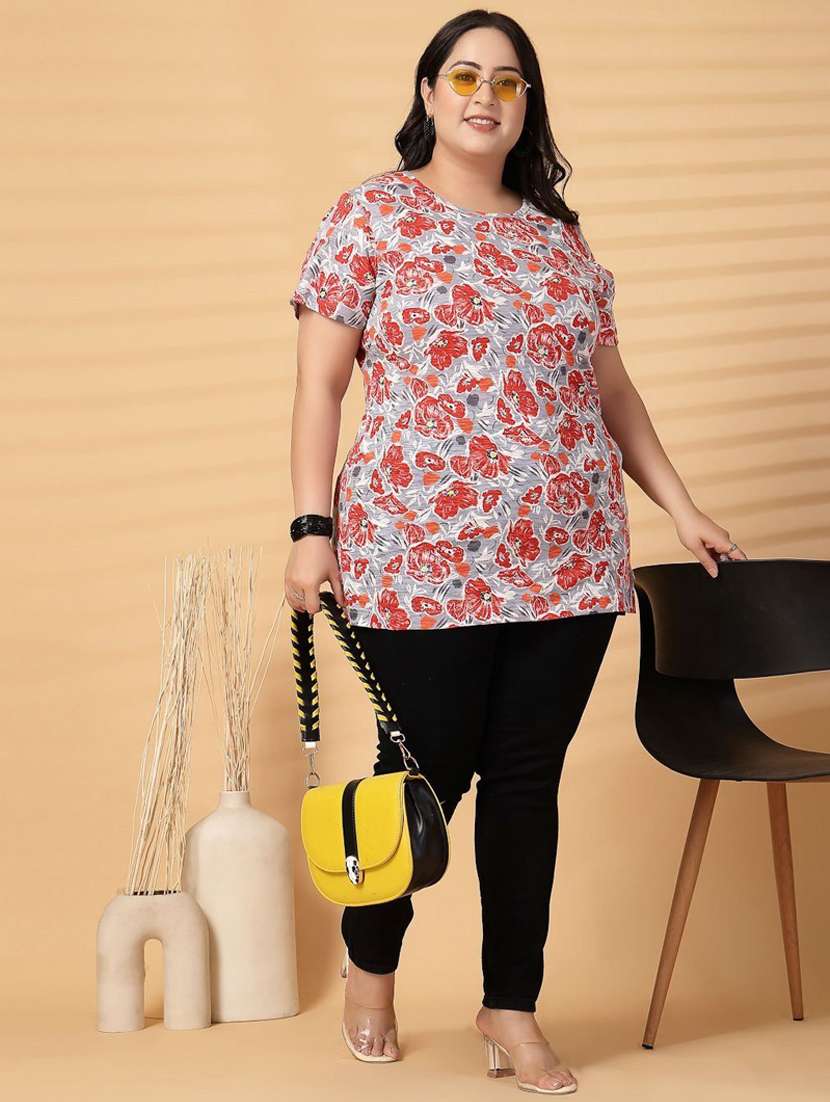 women plus size floral print short sleeve t-shirt - 21940823 - Standard Image - 5