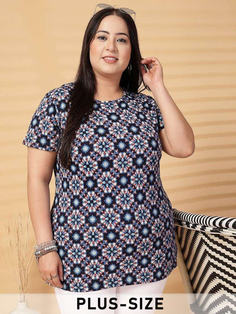 women plus size printed short sleeve t-shirt