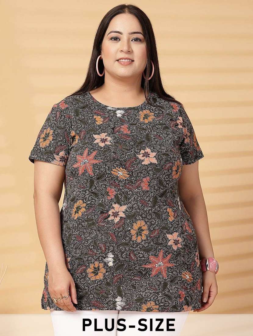 women plus size printed short sleeve t-shirt