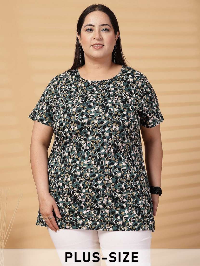 women plus size printed short sleeve t-shirt