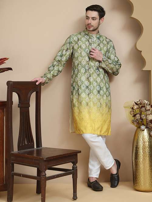 men mandarin neck kurta pyjama ethnic wear set - 21940864 -  Standard Image - 0