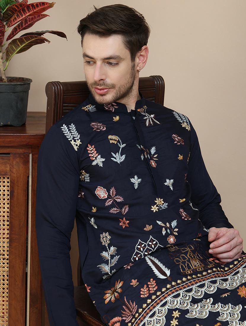 men mandarin neck kurta pyjama ethnic wear set - 21940865 - Standard Image - 5