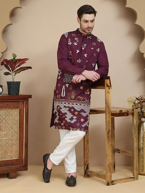 men mandarin neck kurta pyjama ethnic wear set - 21940866 -  Standard Image - 0