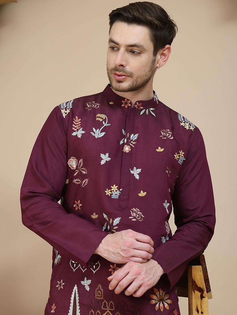 men mandarin neck kurta pyjama ethnic wear set - 21940866 - Standard Image - 5