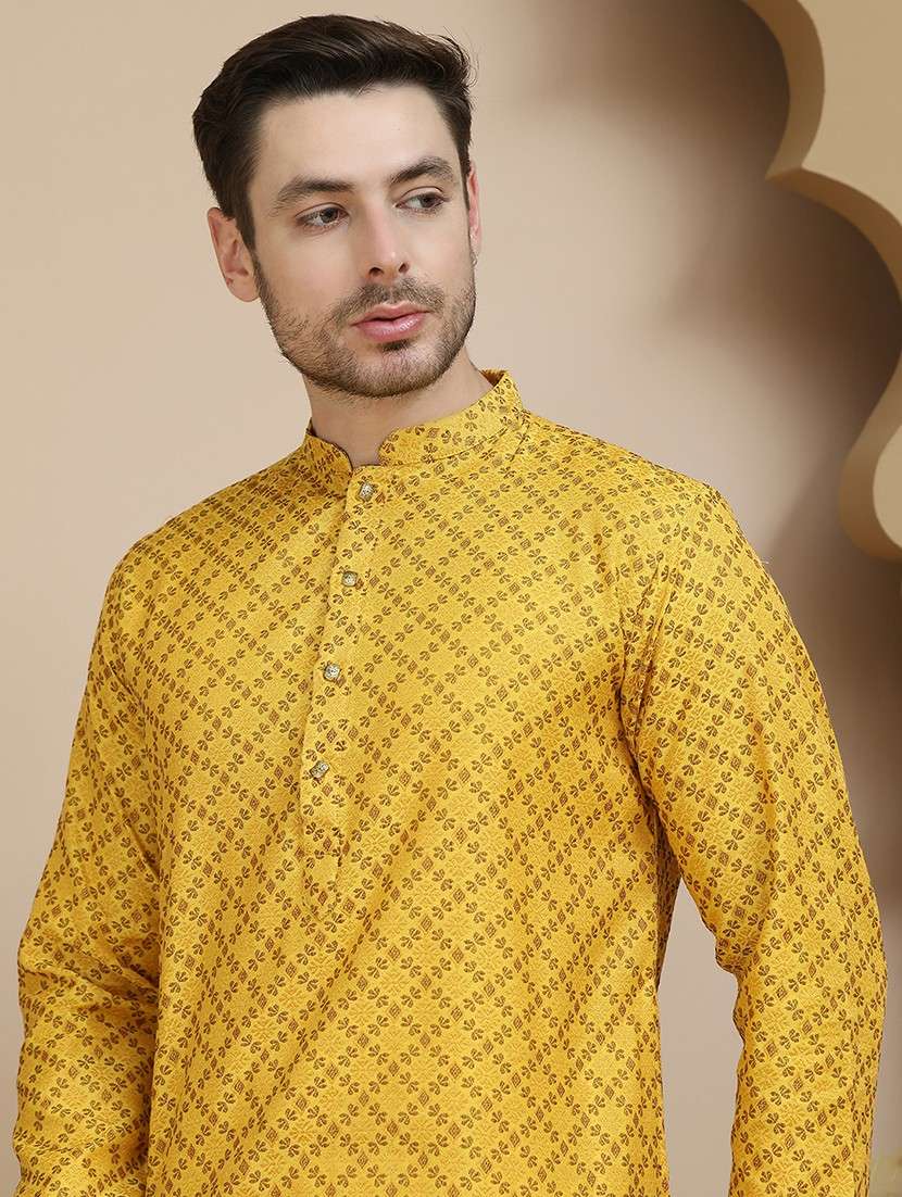 men mandarin neck kurta pyjama ethnic wear set - 21940868 -  Standard Image - 5