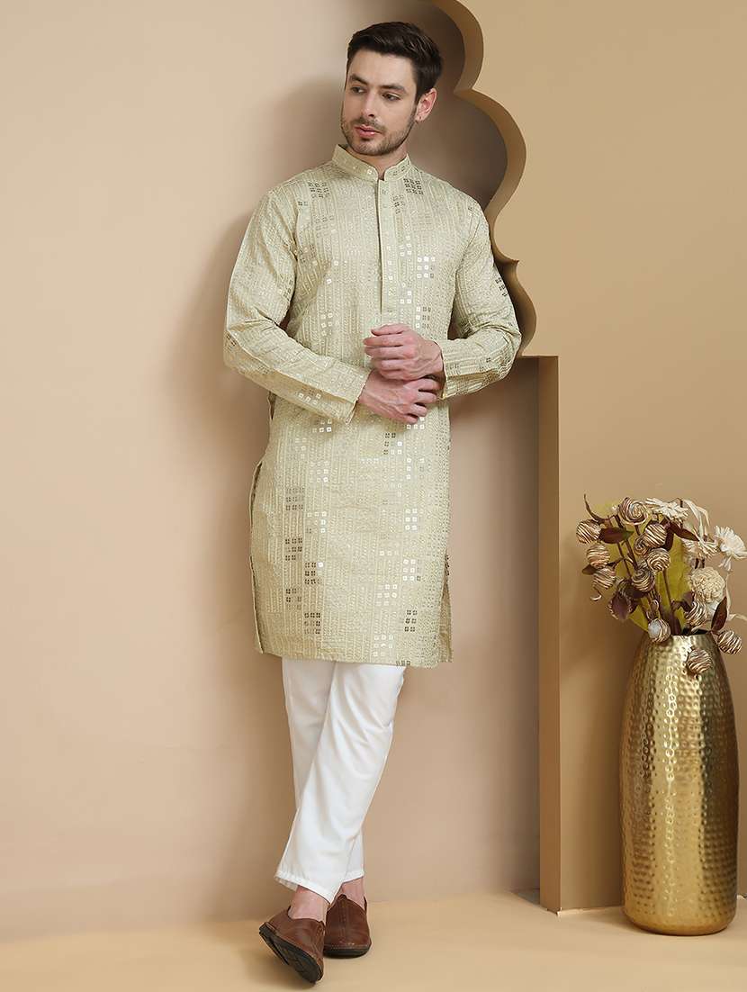 men mandarin neck kurta pyjama ethnic wear set - 21940869 -  Zoom Image - 0