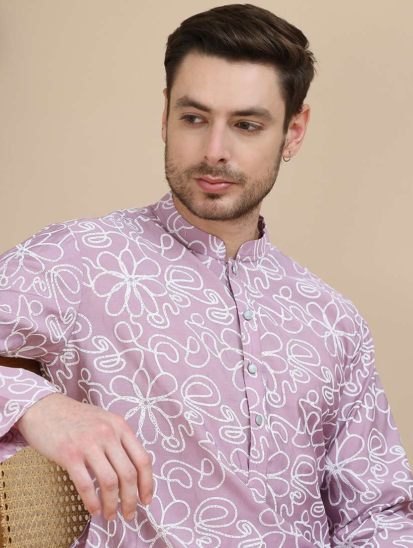 men mandarin neck kurta pyjama ethnic wear set - 21940872 -  Standard Image - 5