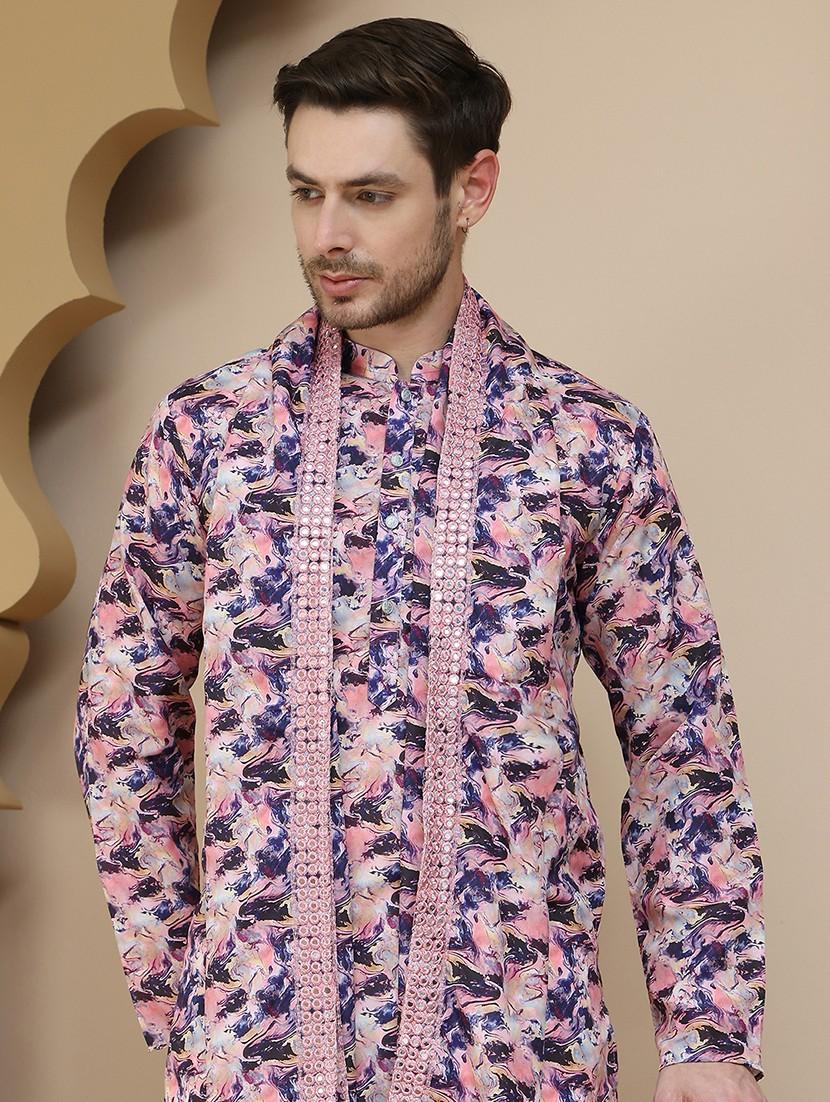 men mandarin neck kurta pyjama ethnic wear set - 21940876 - Standard Image - 5