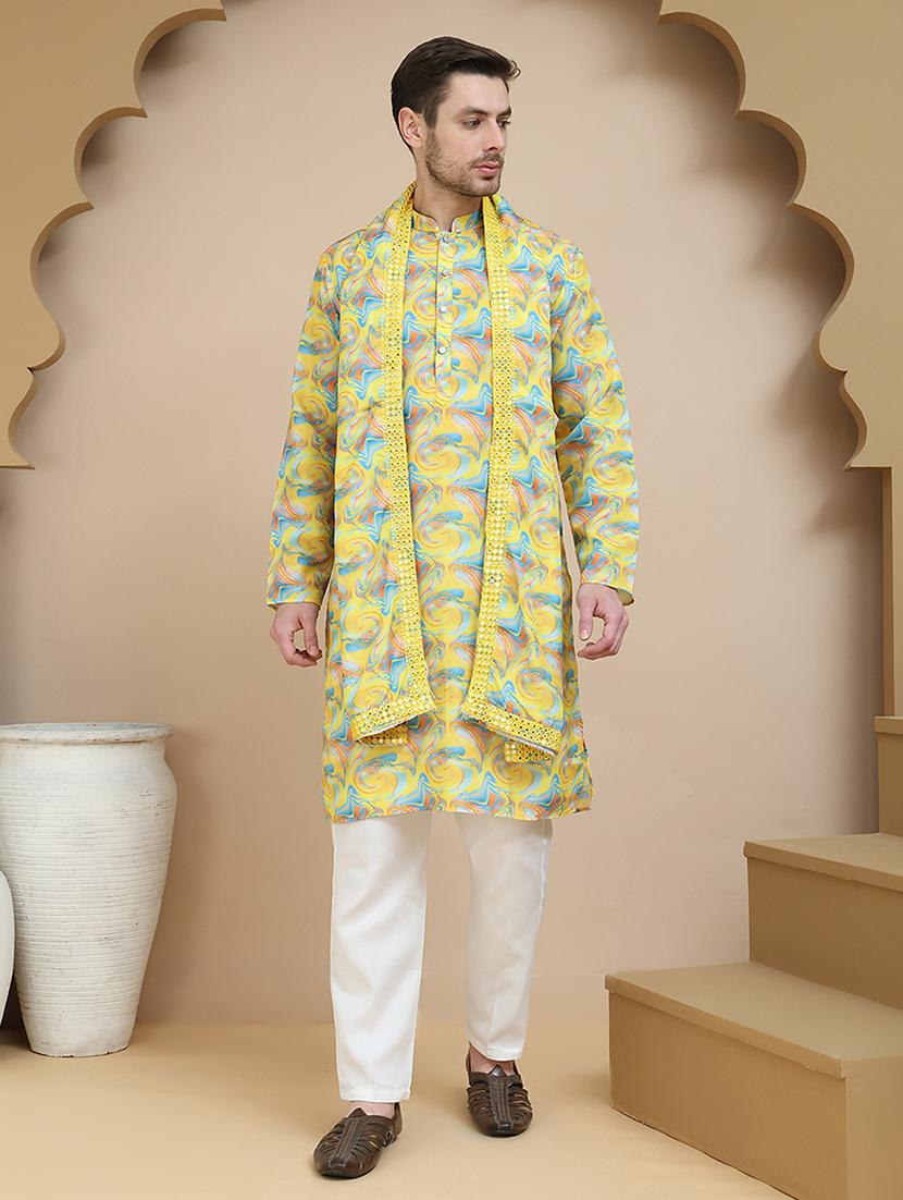 men mandarin neck kurta pyjama ethnic wear set - 21940877 - Standard Image - 5